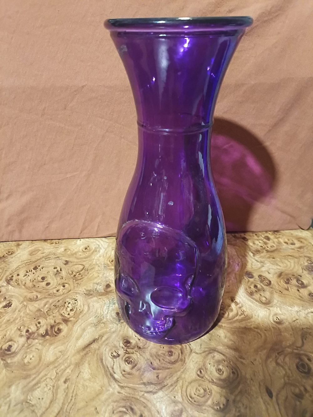 Purple Glass Skull Vase - Decorative Home Accent
